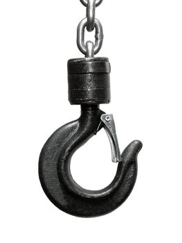 Industrial hook hanging on a chain