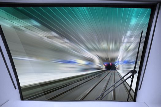 view of high-speed way for train from cabin of machinist