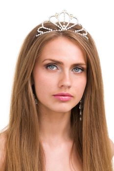 Close up portrait of beautiful girl with diadem