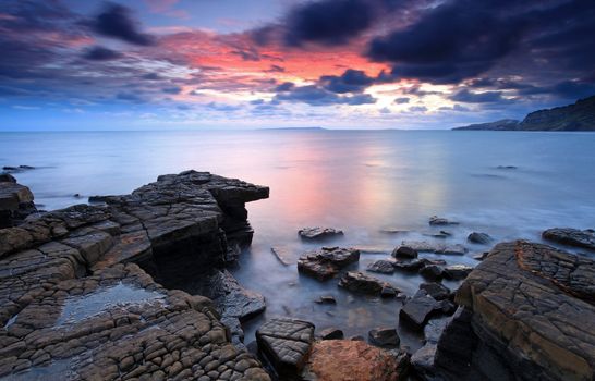 Sunlight at on the souther british coast line