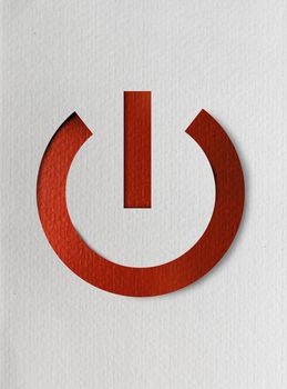 Realistic illustration of red switch symbol on white paper background