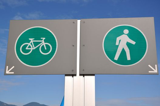 Pedestrian and bicycle road sign