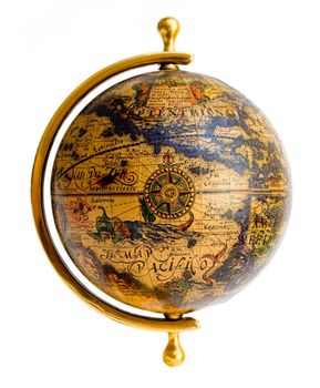 Old style globe isolated on white background