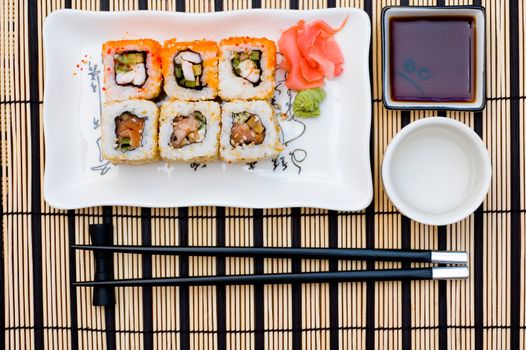 Sushi (rolls) on a plate