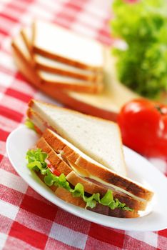 Sandwich with ingredients, shallow depth of field