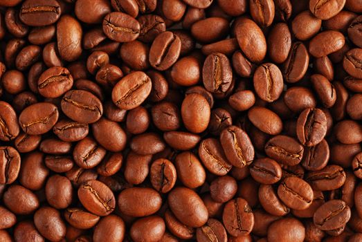 Coffee beans background close up