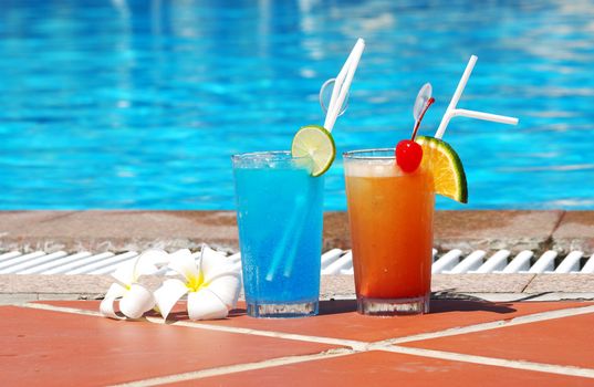 Cocktails near the swimming pool 