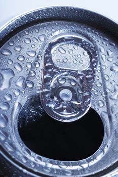 Aluminum beverage can close up