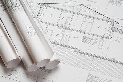 House plan blueprints roled up 