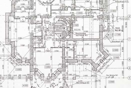 House plan blueprints close up