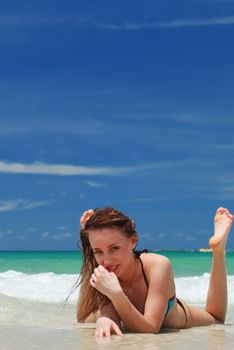 Girl on a tropical beach