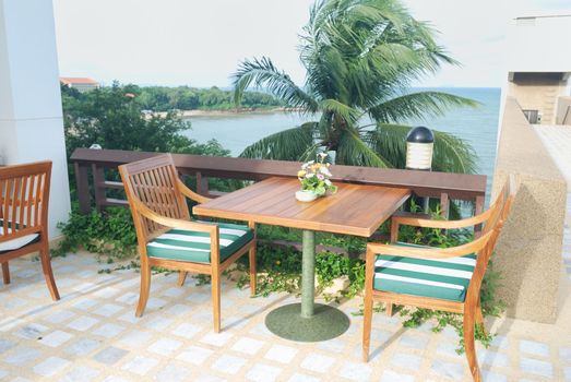 Patio deck in luxury hotel