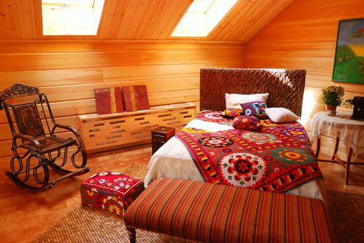 Wooden bedroom luxury rural interior