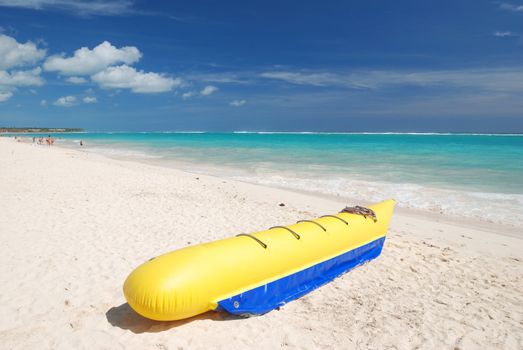 Banana boat on a caribbean beach in Dominican Republic