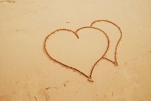 Heart symbol on caribbean beach in Dominican Republic