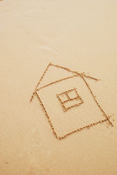 House simple drawn in sand