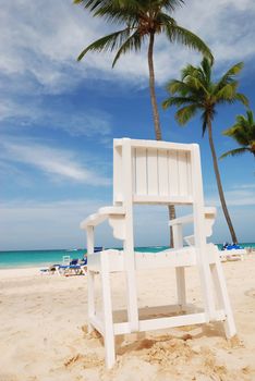 Chair on caribbean beach in Dominican Republic