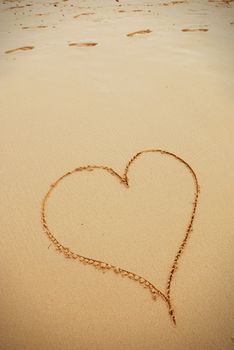 Heart symbol on caribbean beach in Dominican Republic