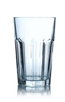 Empty glass isolated on white background. Soft reflection.