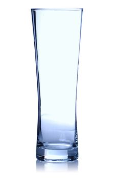 Empty beer glass isolated on white background. Soft reflection.