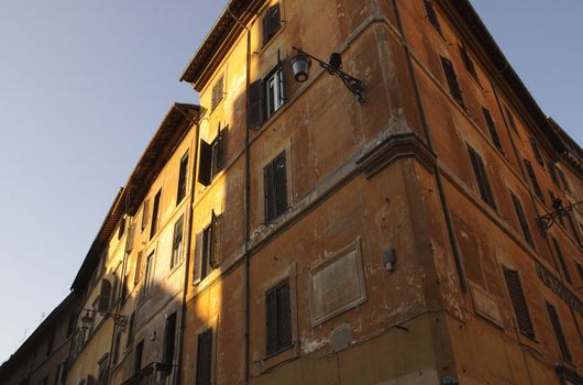 Corner of an old building in Rome