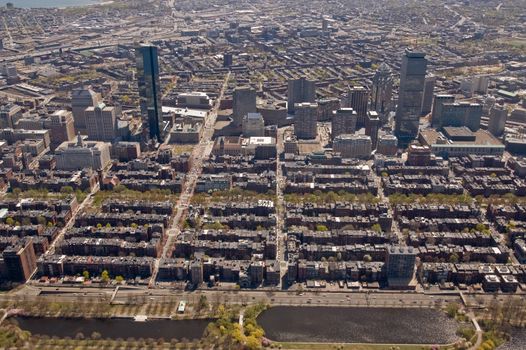 Boston's Back Bay area and downtown from the air