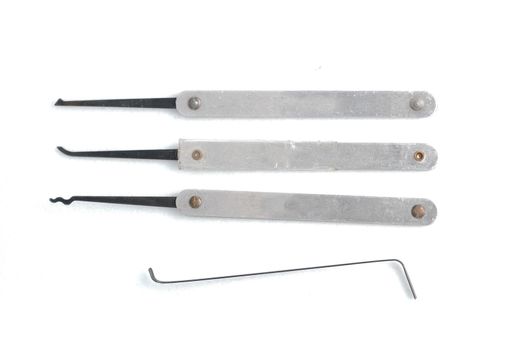 Set of three lock picks and torque tool