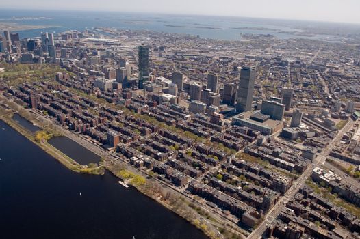 Boston's Back Bay area and downtown from the air