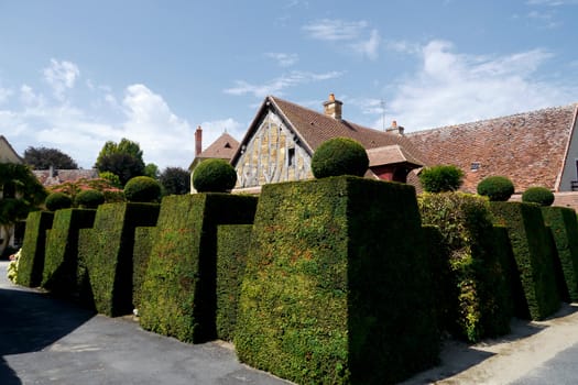 groomed gardens in french village