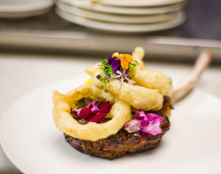 A ribeye chop freshly prepared and ready to serve