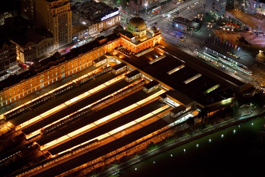 Melbourne's Flinders Street Station seen from the air