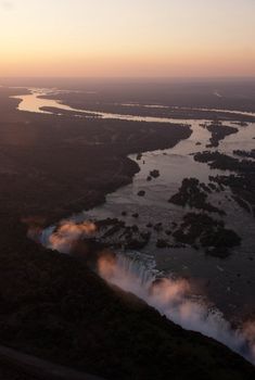 Victoria Falls seen from the air, Zambia/Zimbabwe