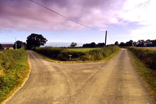 a road splits into the distance