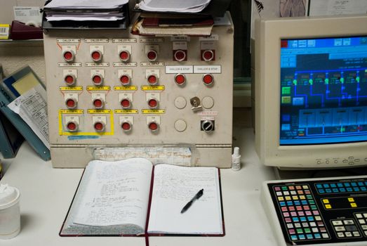 Logbook in the control room of an industrial facility