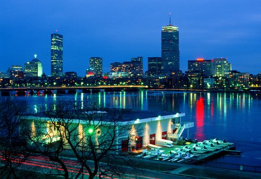 MIT's Pierce Boathouse and Boston's Back Bay