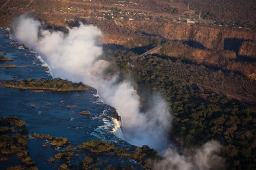 Victoria Falls seen from the air, Zambia/Zimbabwe