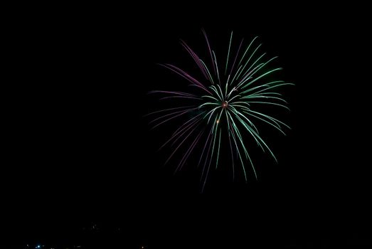 Fireworks at a ski resort in British Columbia, Canada