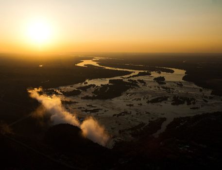 Victoria Falls seen from the air, Zambia/Zimbabwe