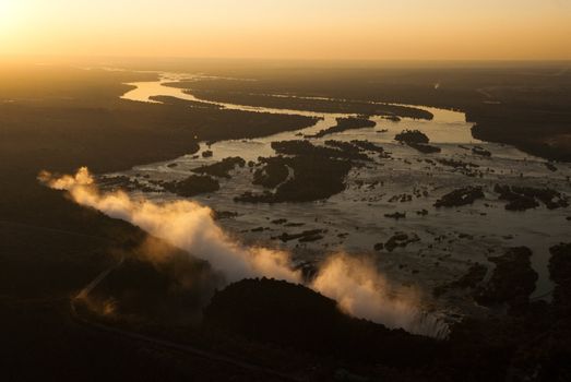 Victoria Falls seen from the air, Zambia/Zimbabwe