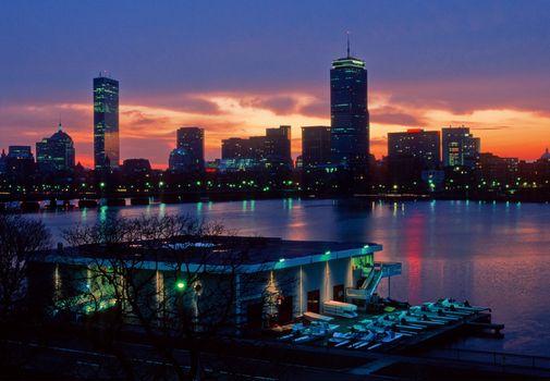 MIT's Pierce Boathouse and Boston's Back Bay