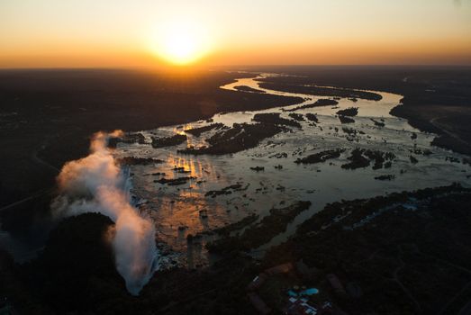 Victoria Falls seen from the air, Zambia/Zimbabwe
