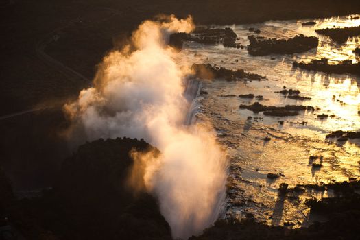 Victoria Falls seen from the air, Zambia/Zimbabwe