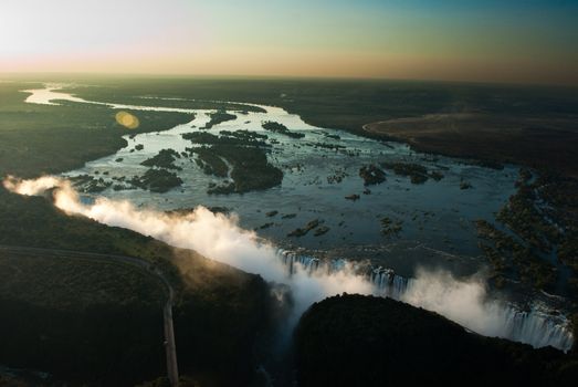 Victoria Falls seen from the air, Zambia/Zimbabwe