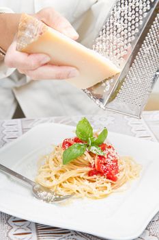 italian pasta with grated parmesan