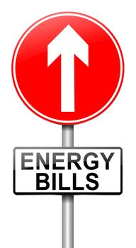 Illustration depicting a roadsign with a energy bill increase concept. White background.