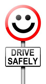 Illustration depicting a roadsign with a safe driving concept. White background.