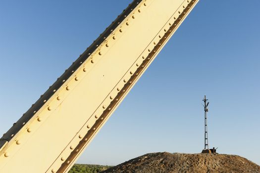 Rusty headframe in the abandoned mine of Lousal, Grandola, Portugal