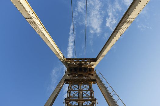 Rusty headframe in the abandoned mine of Lousal, Grandola, Portugal