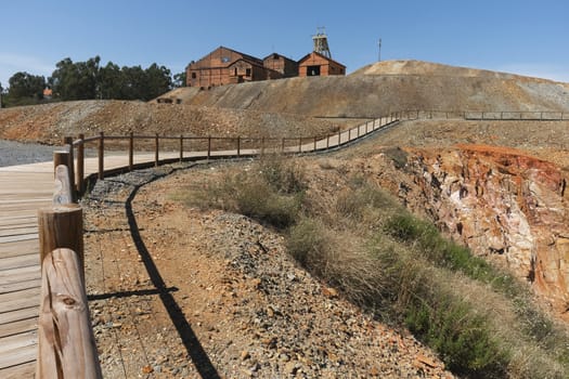 Boardwalk track in the abandoned mine of Lousal, Grandola, Portugal