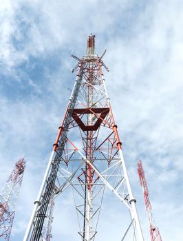 Telecommunication towers with blue sky